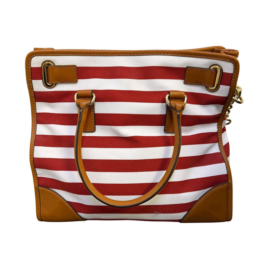 NWT Michael Kors Hamilton Canvas Red/White Stripe Large Tote Bag