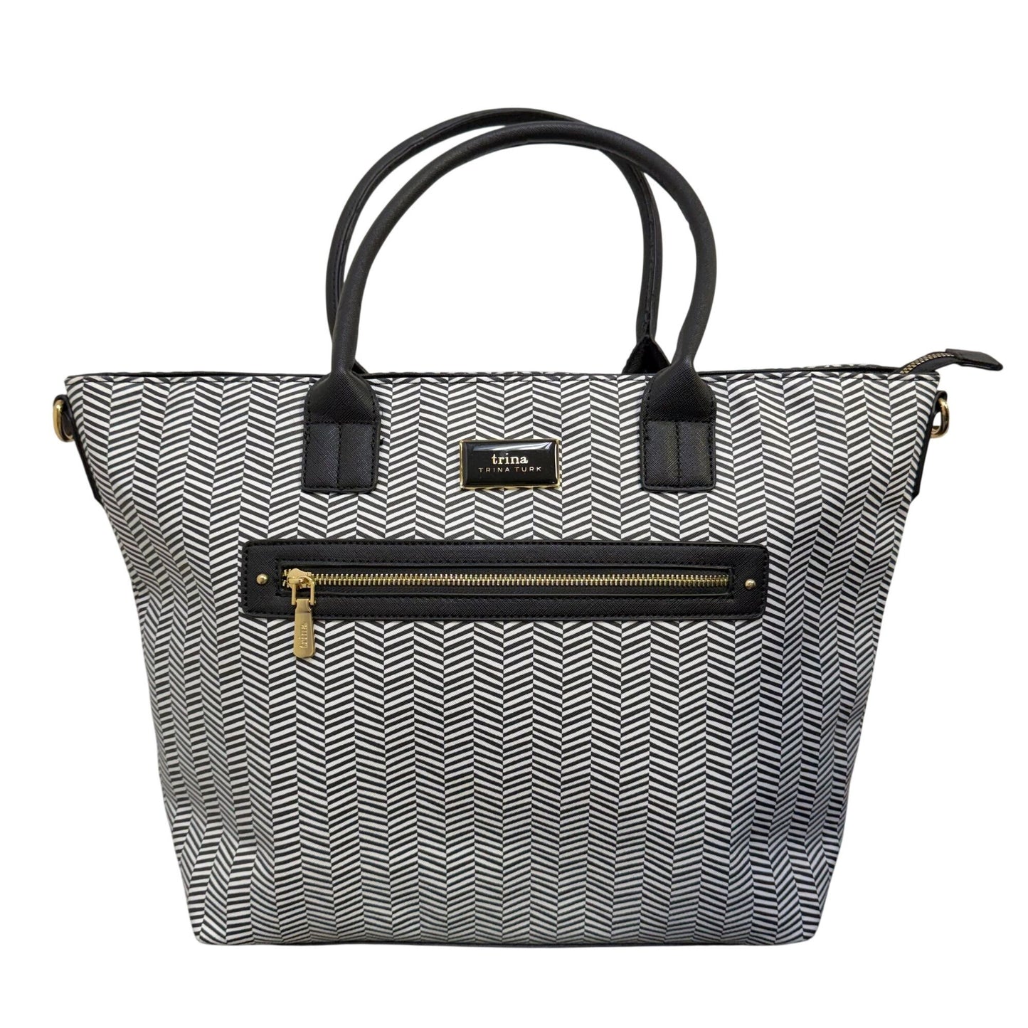 Trina Turk Black & White Chevron Large Tote