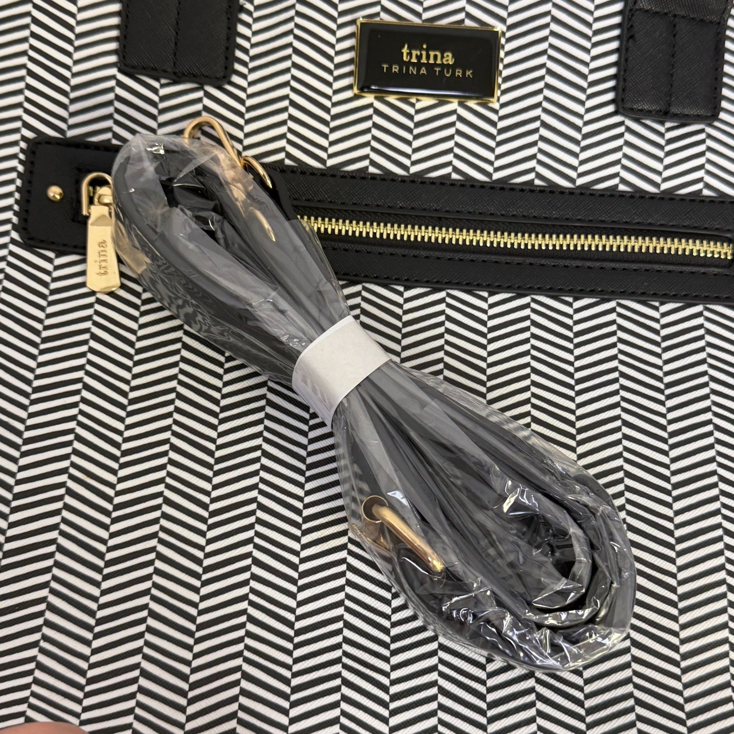 Trina Turk Black & White Chevron Large Tote