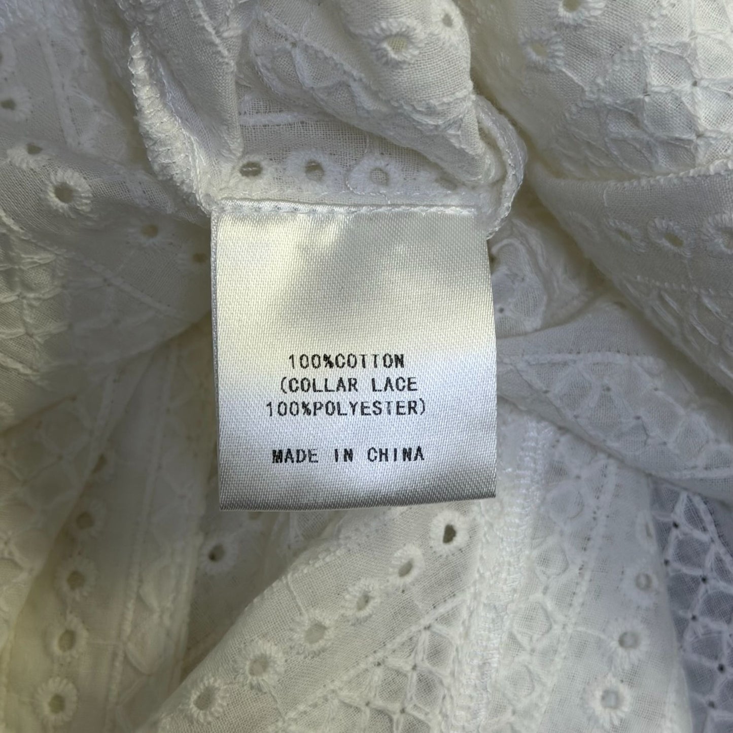 A.Z.I White Eyelet Lace Blouse With Ruffle Sleeves & Button Front M