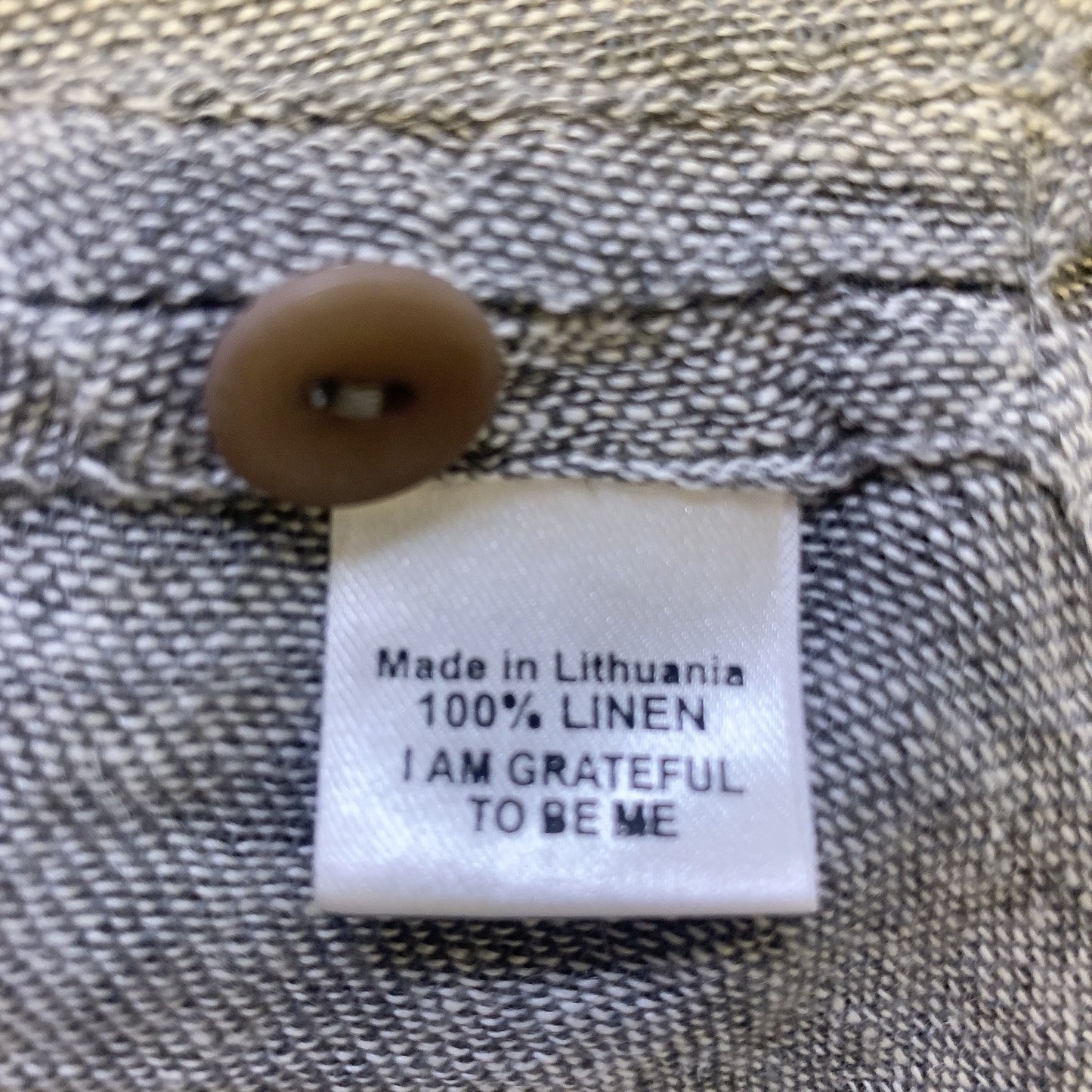 Flax Heather Grey Linen Tunic Blouse, Size Small