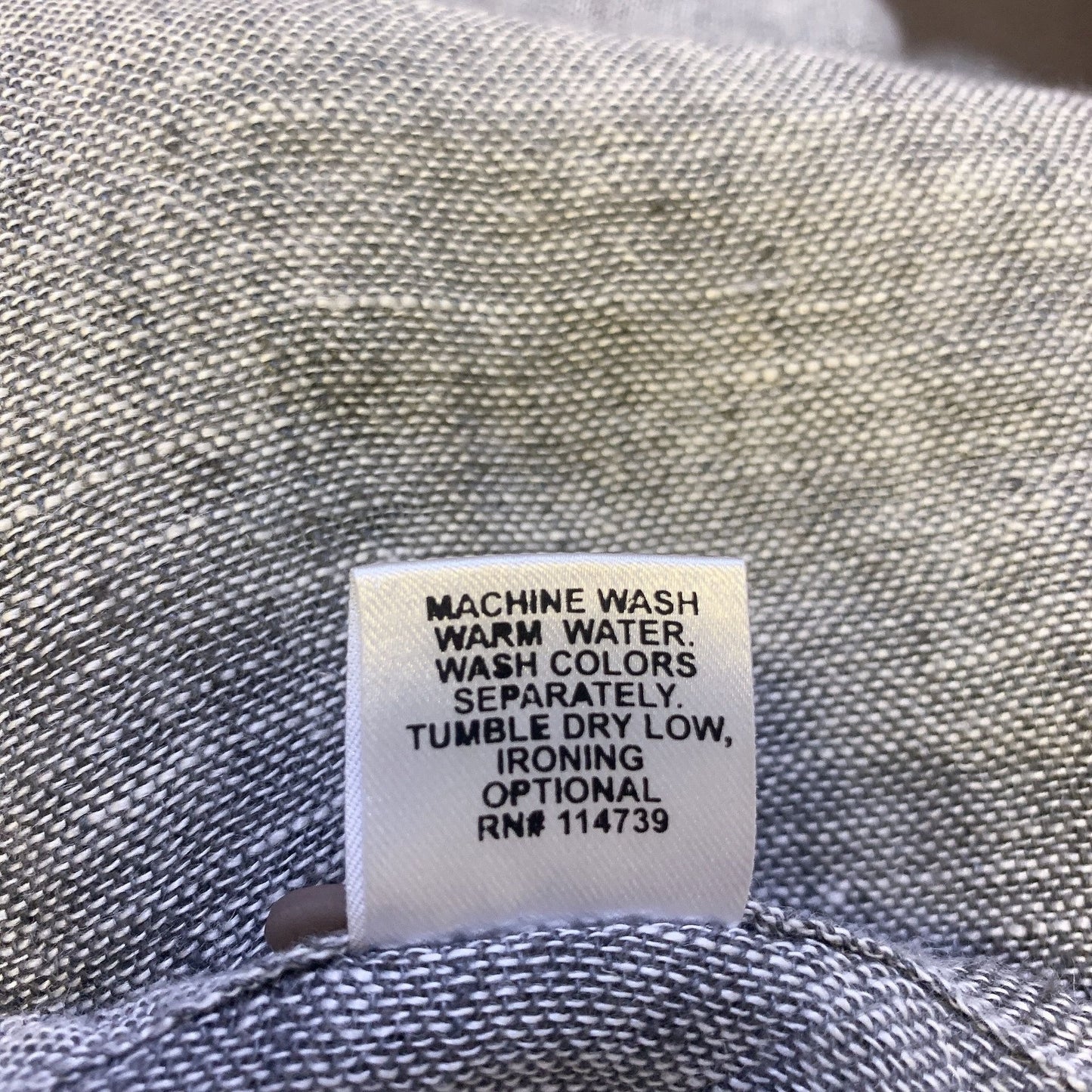 Flax Heather Grey Linen Tunic Blouse, Size Small