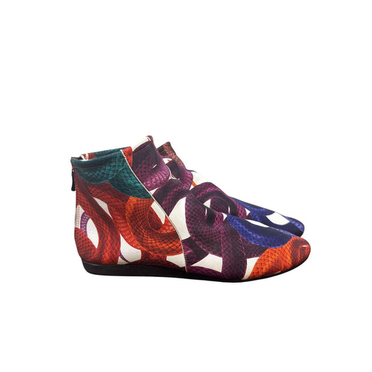 Arche Colorful Snake Print Ankle Boots w/Back Zippers & Flat Soles