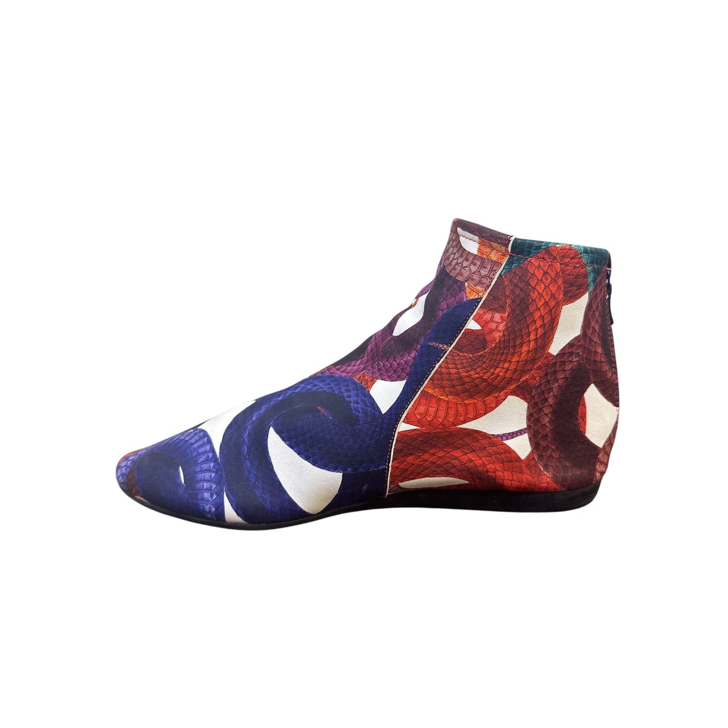 Arche Colorful Snake Print Ankle Boots w/Back Zippers & Flat Soles