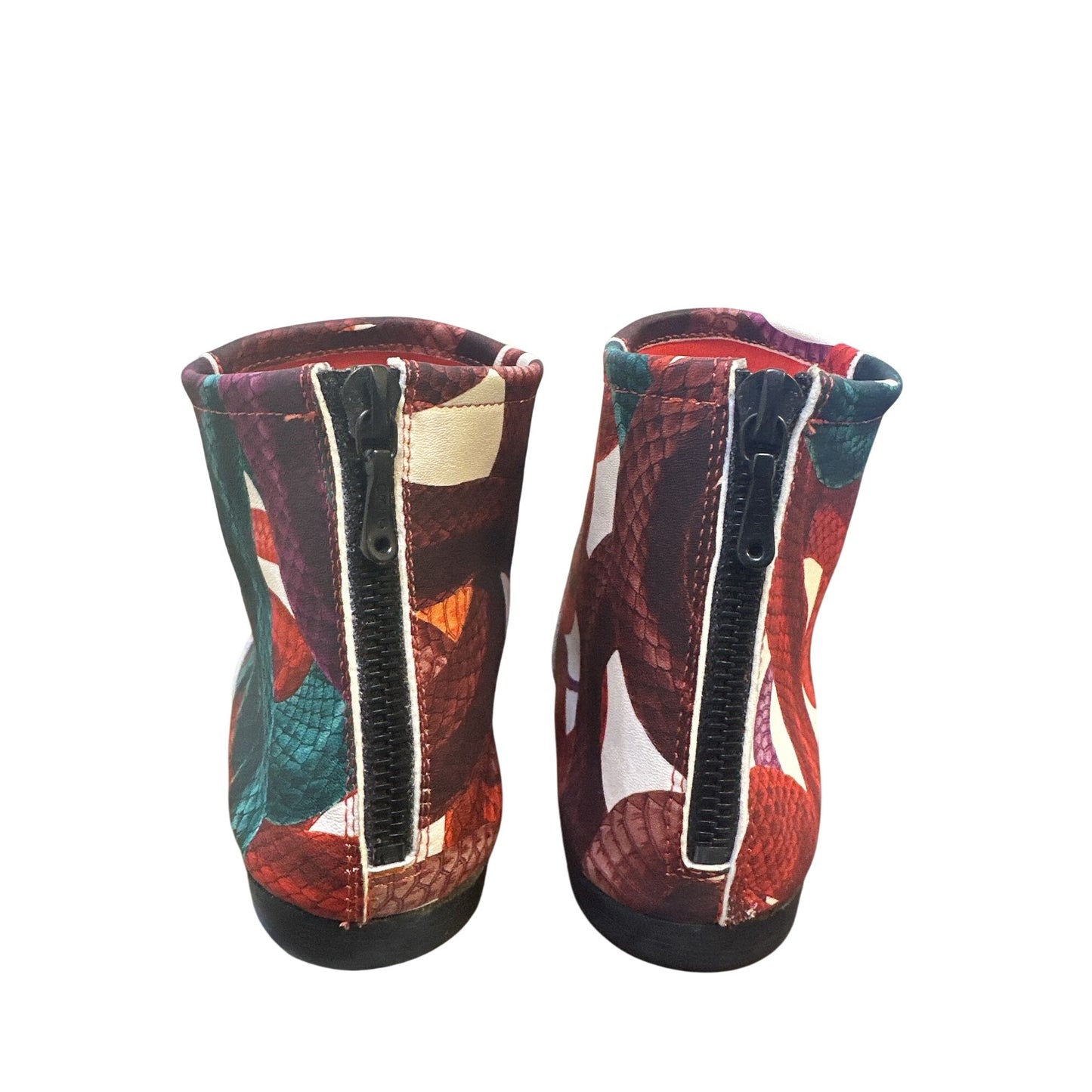 Arche Colorful Snake Print Ankle Boots w/Back Zippers & Flat Soles