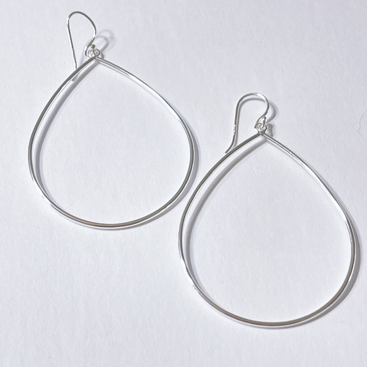 Large Teardrop Sterling Silver Hoop Earrings