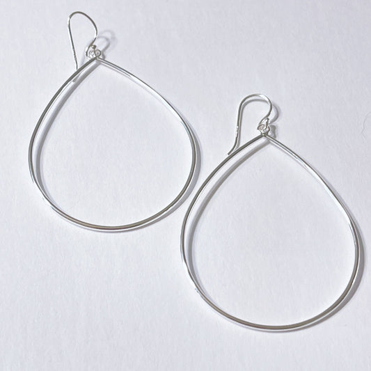 Large Teardrop Sterling Silver Hoop Earrings