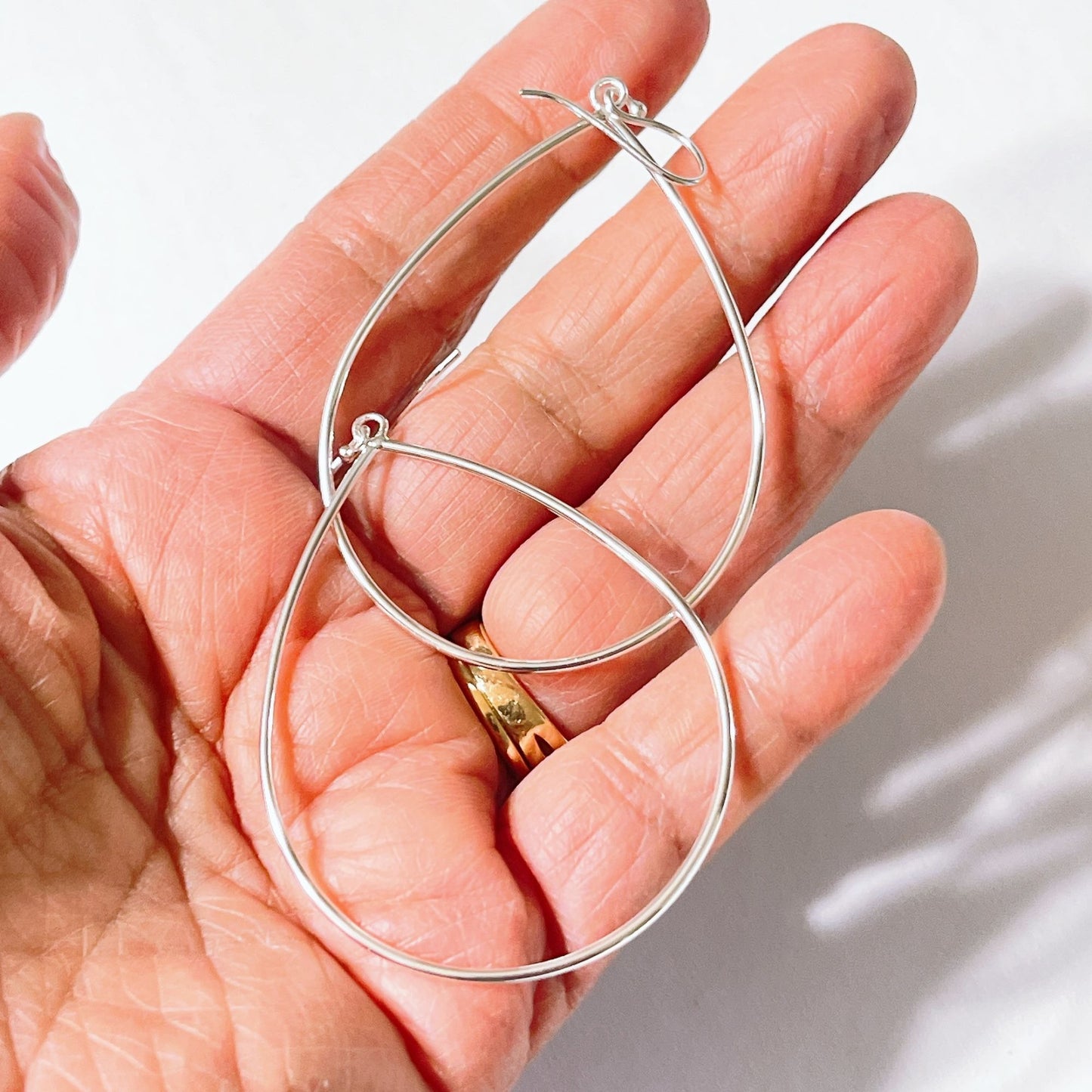 Large Teardrop Sterling Silver Hoop Earrings