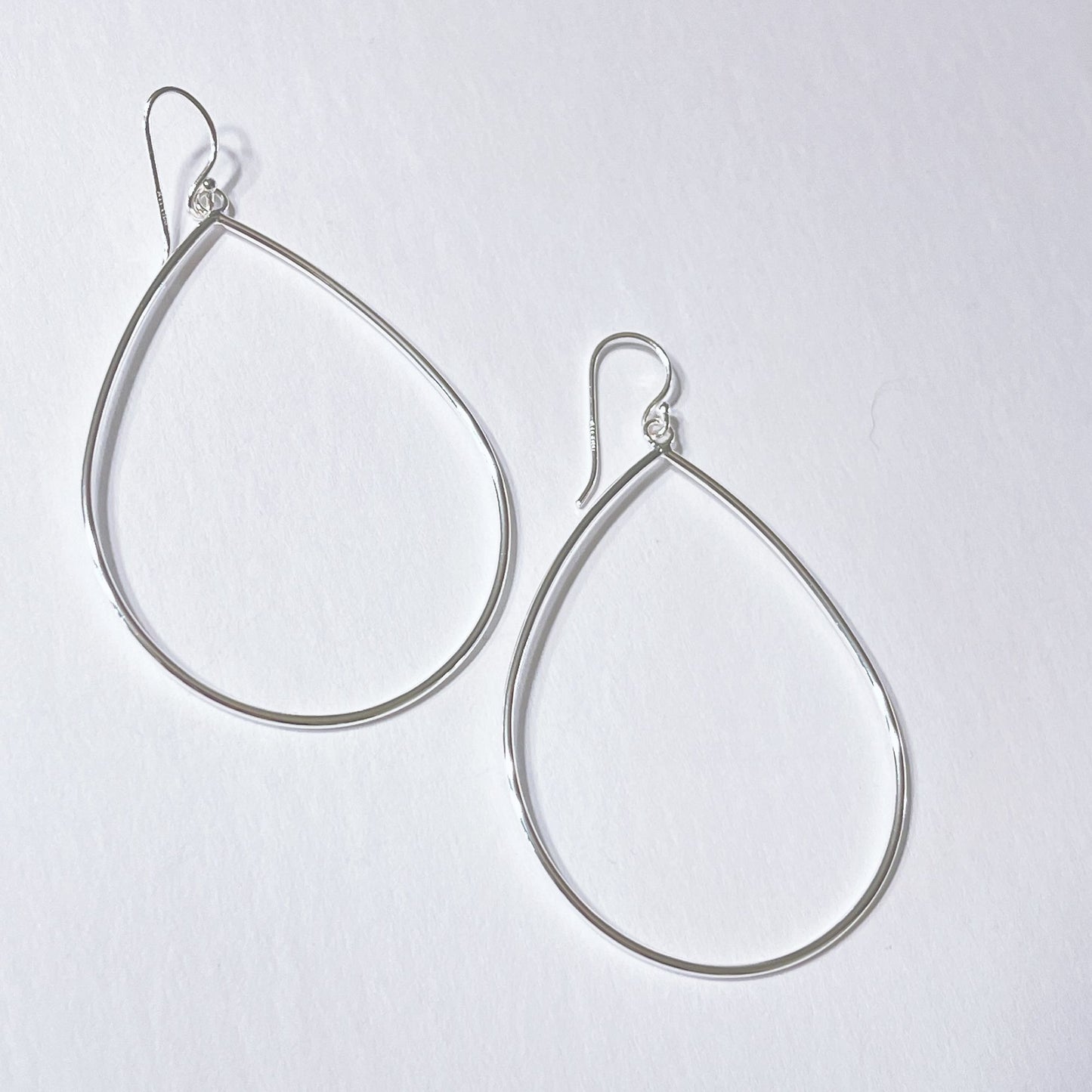 Large Teardrop Sterling Silver Hoop Earrings