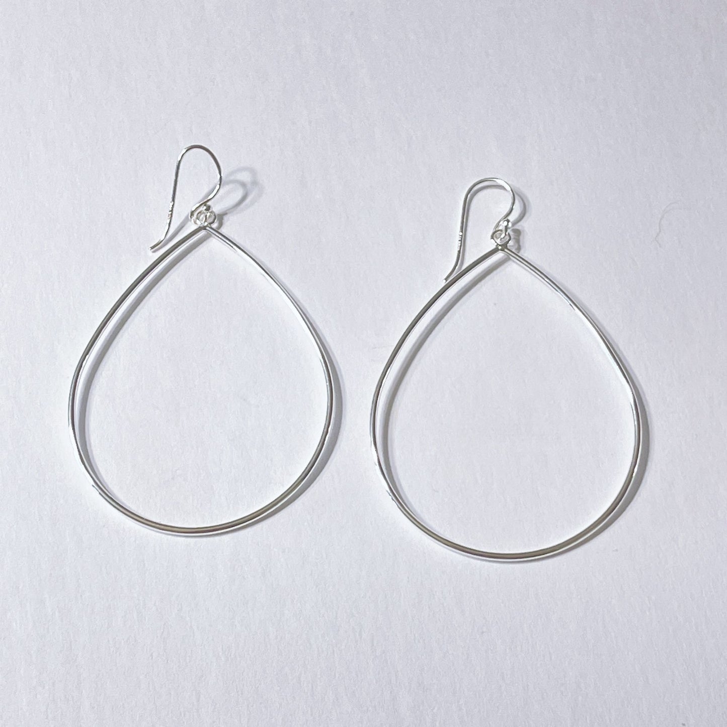 Large Teardrop Sterling Silver Hoop Earrings