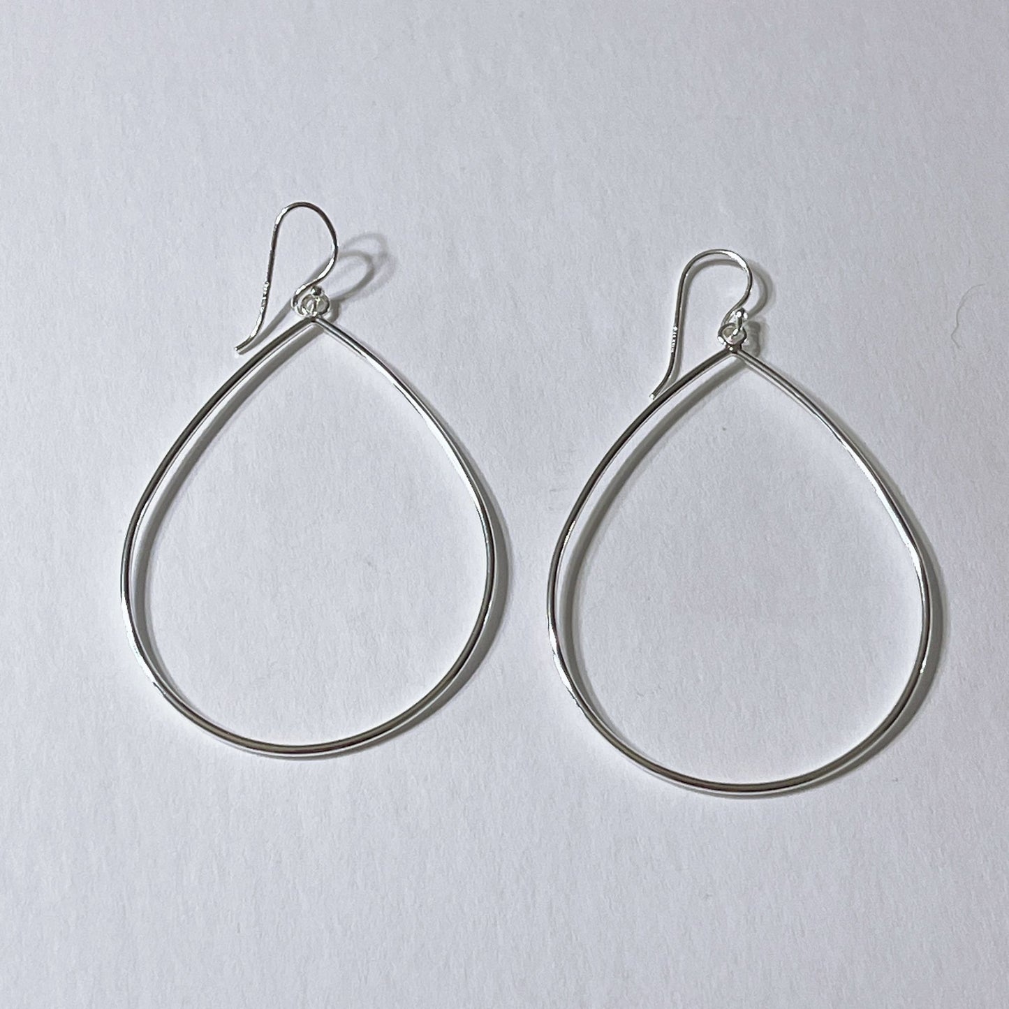 Large Teardrop Sterling Silver Hoop Earrings