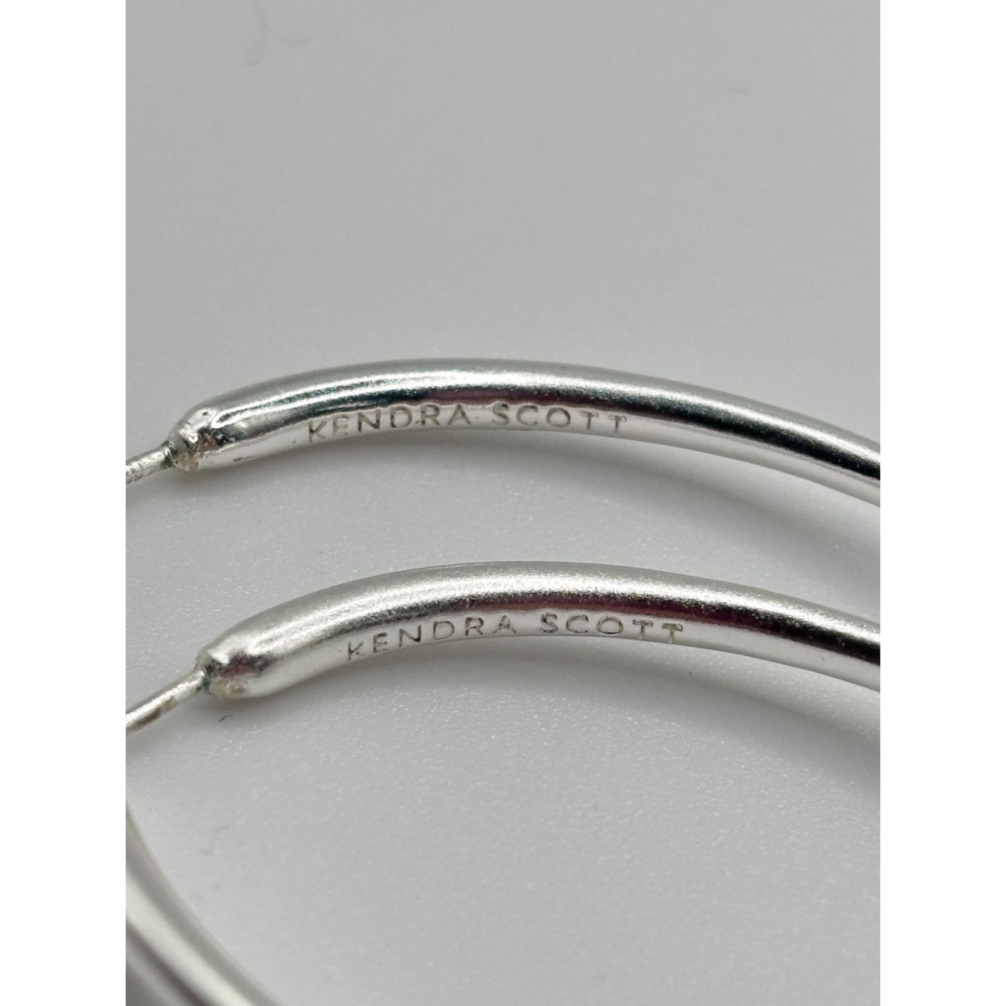 Kendra Scott Silver Hoop Earrings With White Pearl Accents