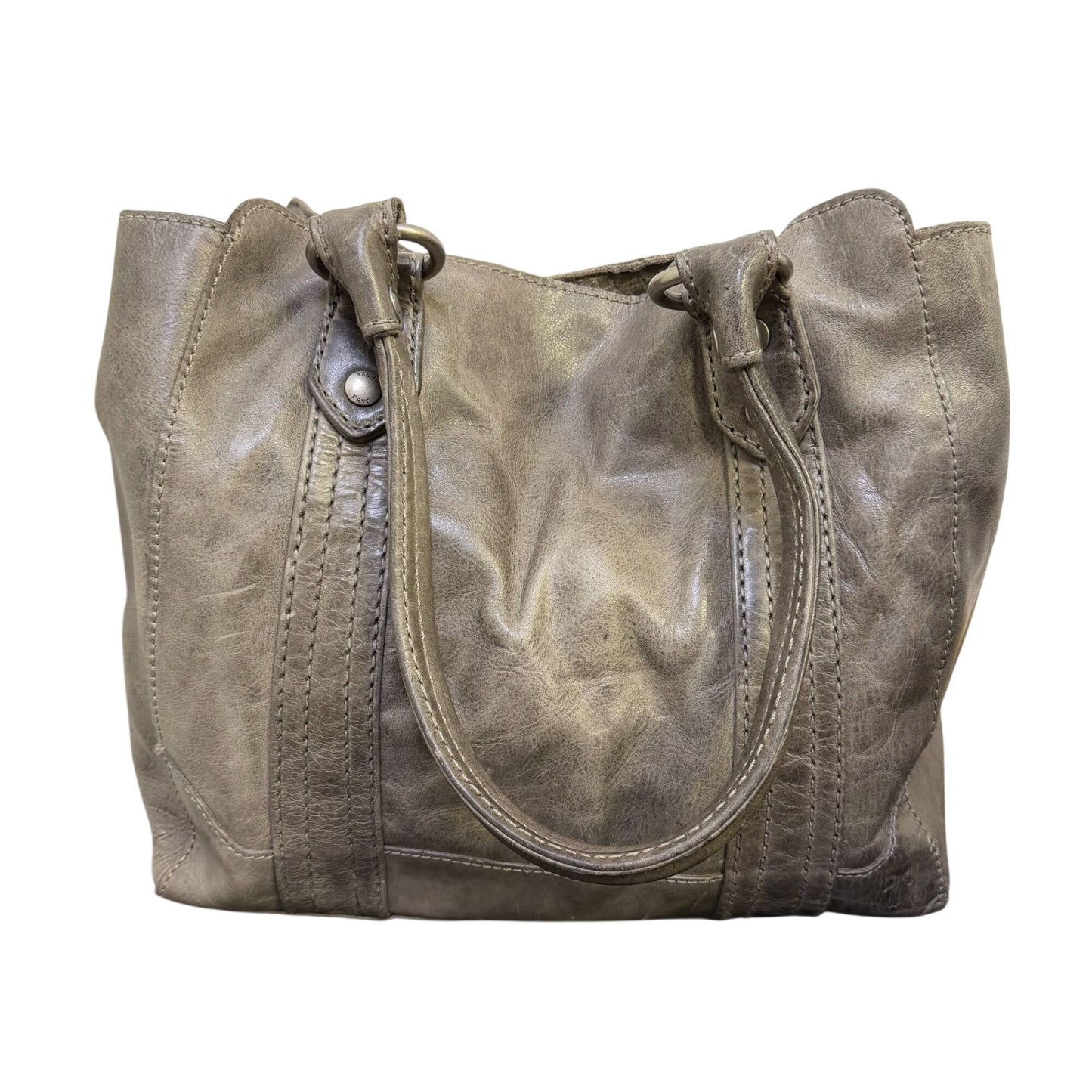 Frye Leather Handbag Gray Large Tote With Dual Handles