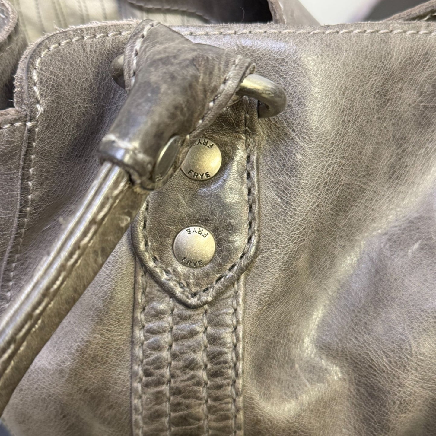 Frye Leather Handbag Gray Large Tote With Dual Handles
