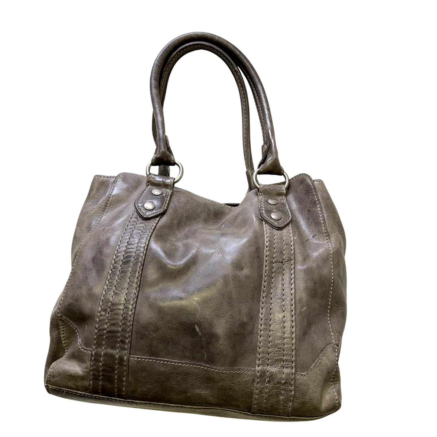 Frye Leather Handbag Gray Large Tote With Dual Handles