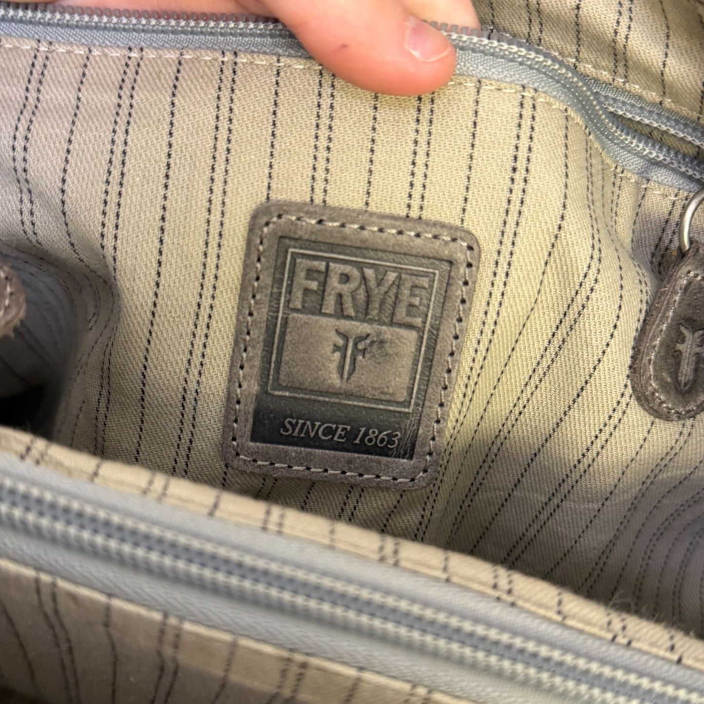 Frye Leather Handbag Gray Large Tote With Dual Handles