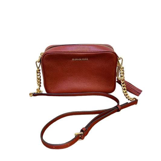 Michael KorsCrimson Leather Crossbody Bag W/ Gold Chain & Tassel