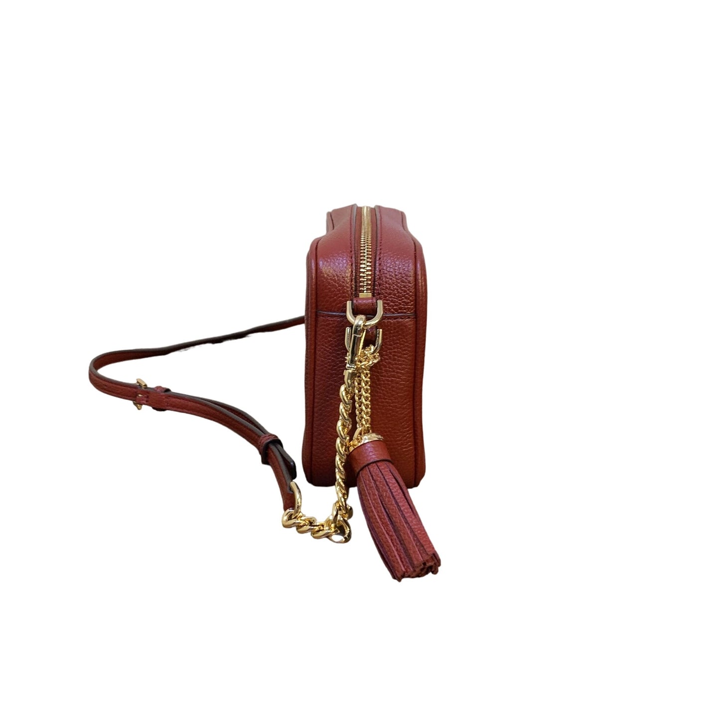 Michael KorsCrimson Leather Crossbody Bag W/ Gold Chain & Tassel