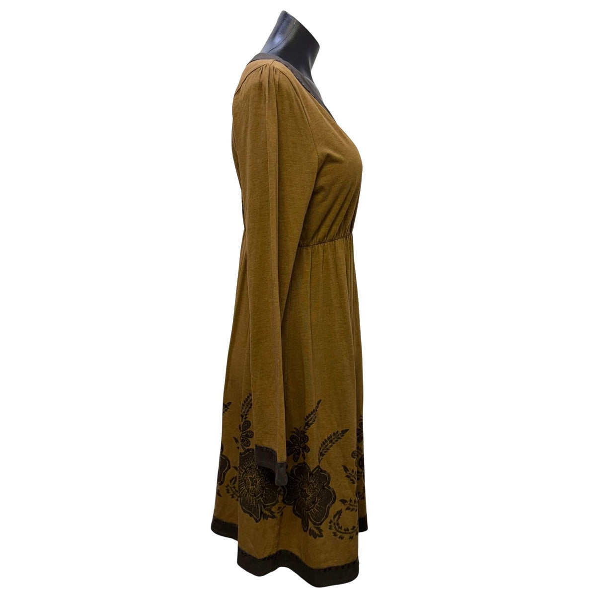 Double D Ranch Embellished Long-Sleeve Brown Floral Dress M
