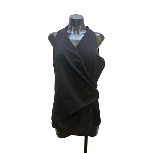Lafayette 148 Black Sleeveless Draped Wrap Tank Top XXL