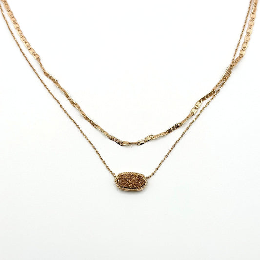 Kendra Scott Elisa Rose Gold Multi Strand Necklace With Rose Gold Drusy