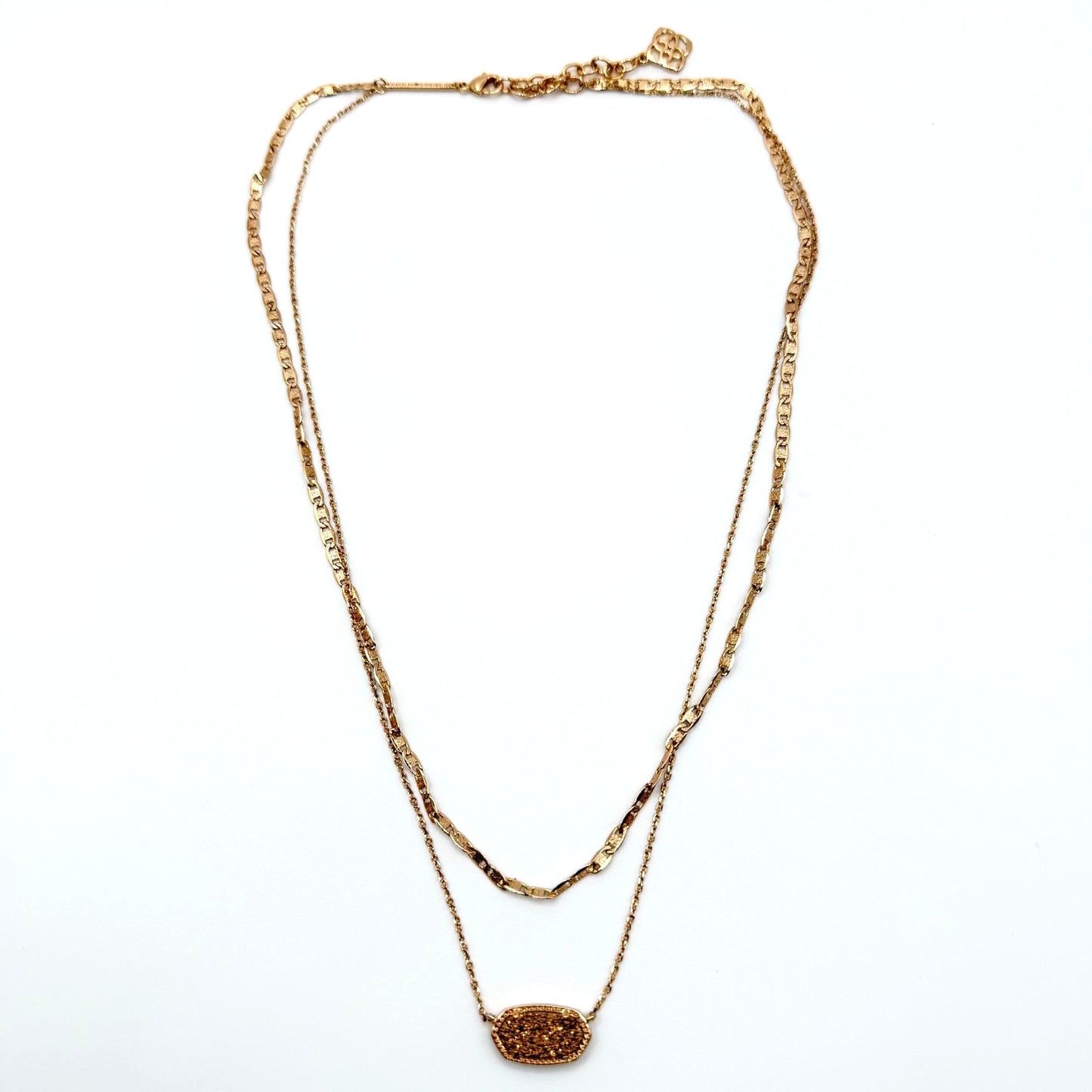 Kendra Scott Elisa Rose Gold Multi Strand Necklace With Rose Gold Drusy