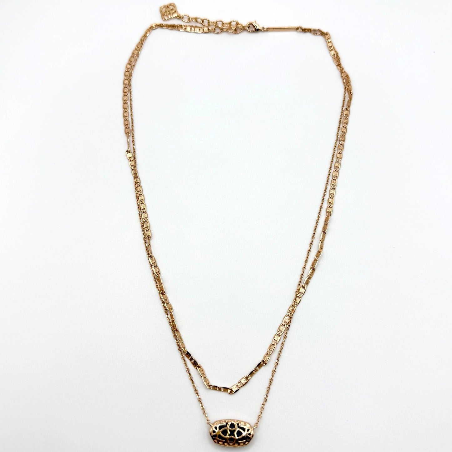Kendra Scott Elisa Rose Gold Multi Strand Necklace With Rose Gold Drusy