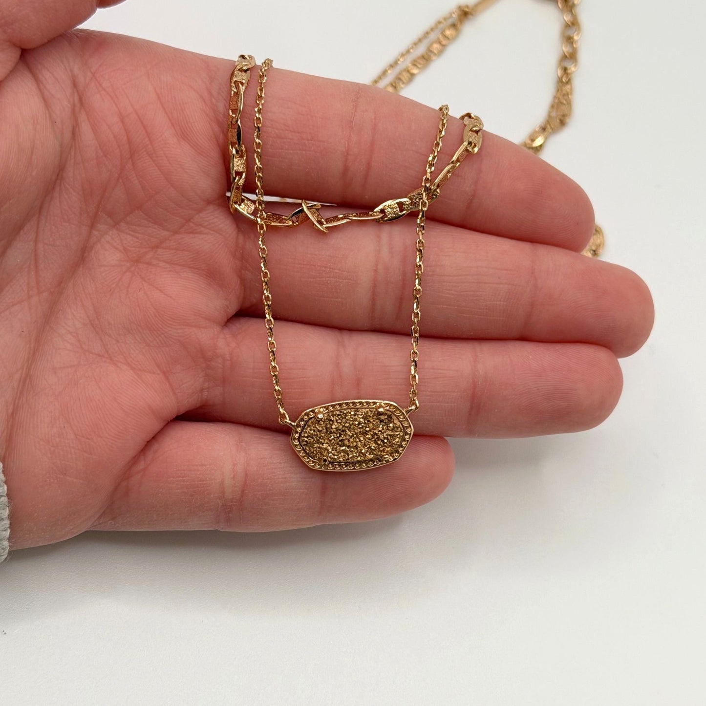 Kendra Scott Elisa Rose Gold Multi Strand Necklace With Rose Gold Drusy