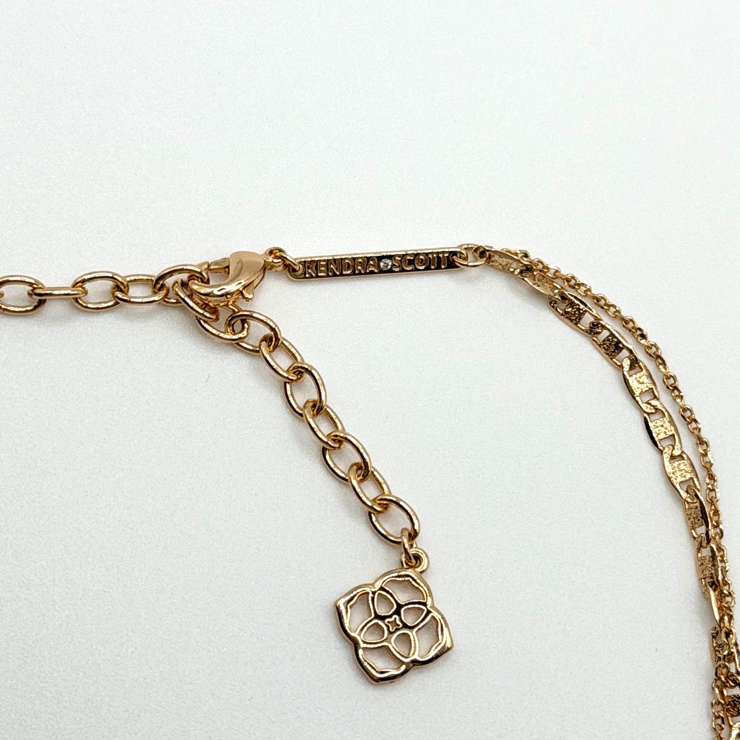 Kendra Scott Elisa Rose Gold Multi Strand Necklace With Rose Gold Drusy