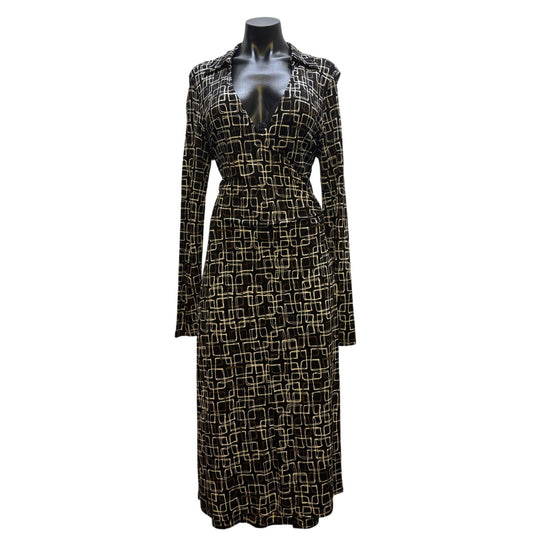 NWT Talbots Geometric Print Dress Black/White/Brown 10