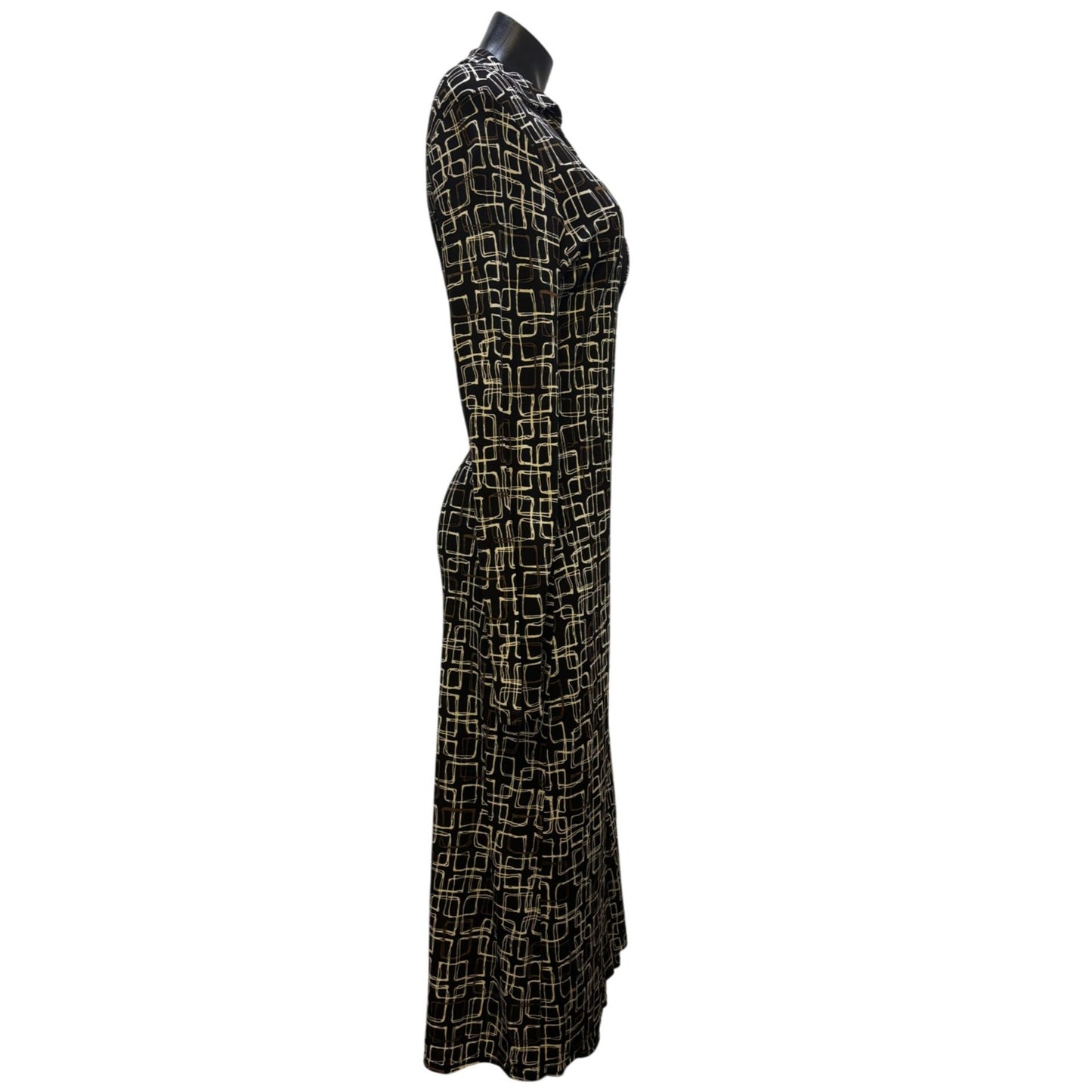 NWT Talbots Geometric Print Dress Black/White/Brown 10