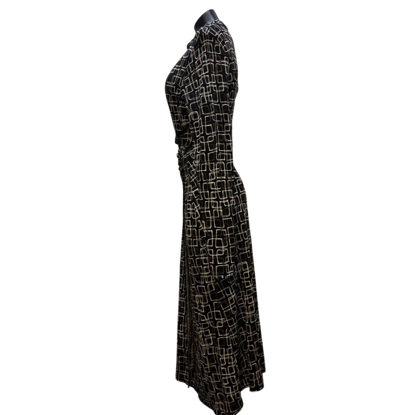 NWT Talbots Geometric Print Dress Black/White/Brown 10