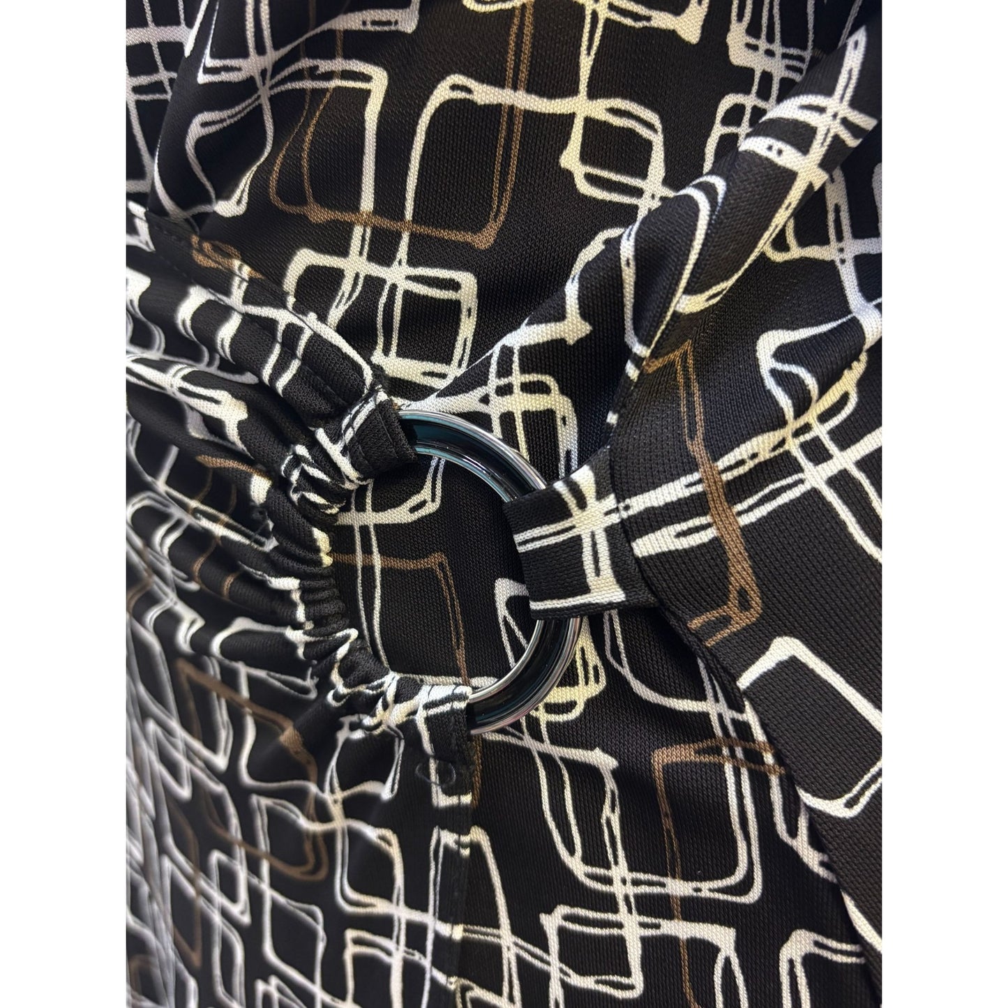 NWT Talbots Geometric Print Dress Black/White/Brown 10