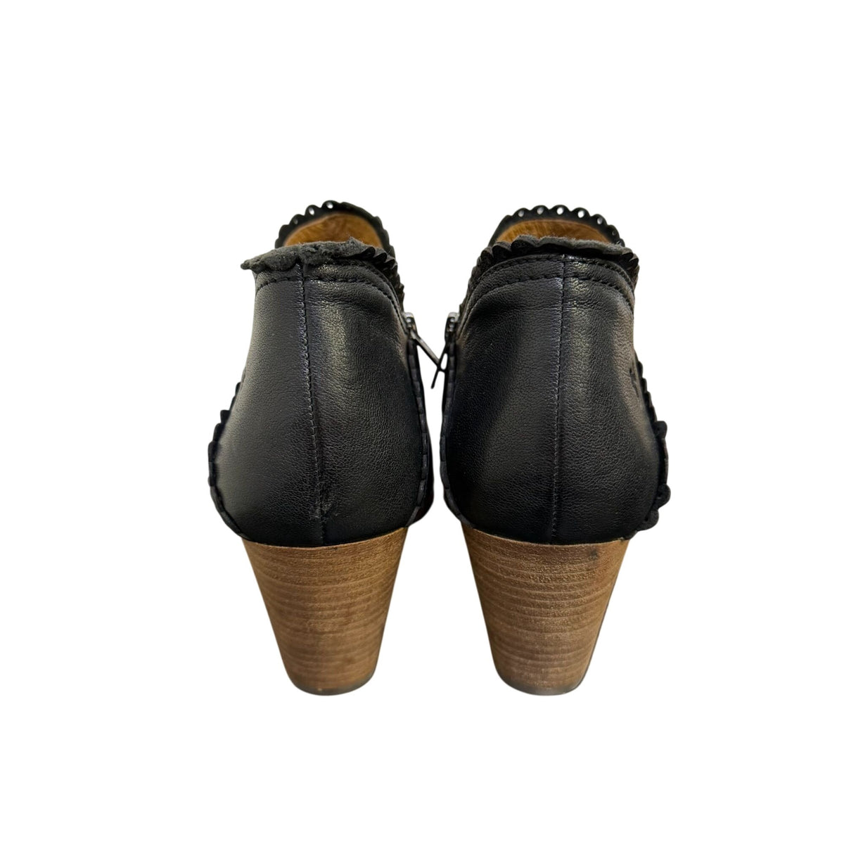 Frye Black Leather Ankle Boots With Block Heel Size 10
