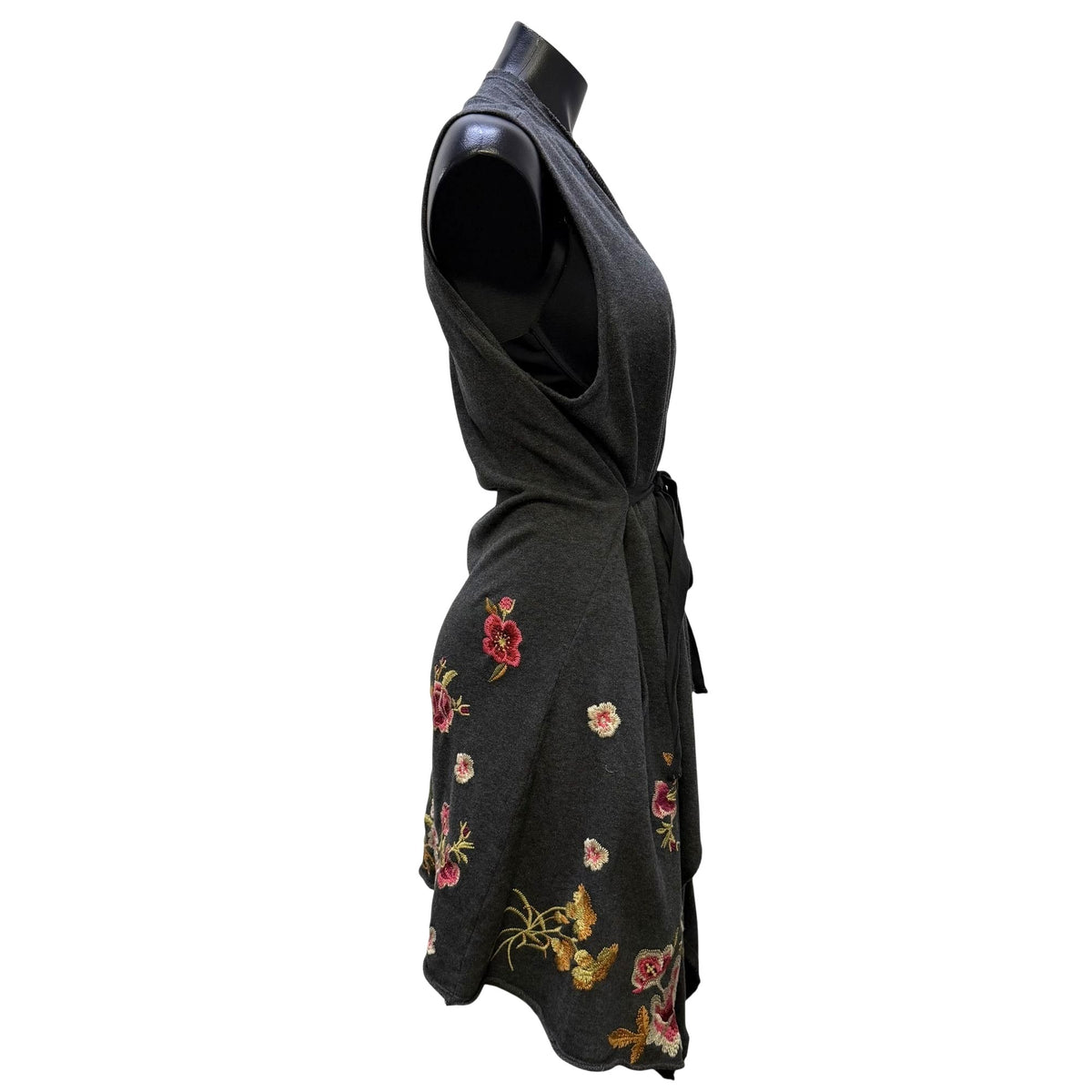 Johnny Was Floral Embroidered Gray Vest M