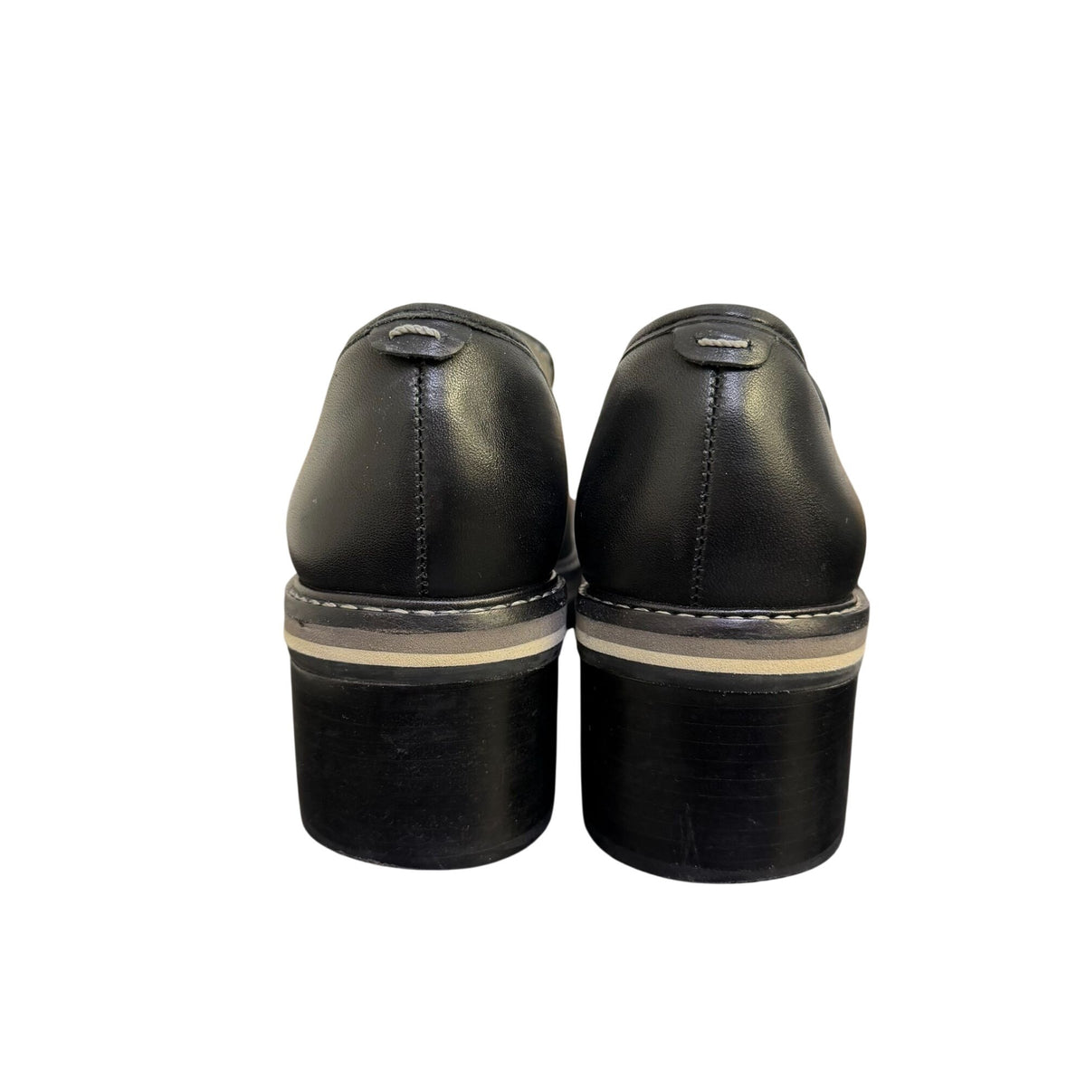 Bernardo Black Leather Lug Sole Loafers Size 7.5