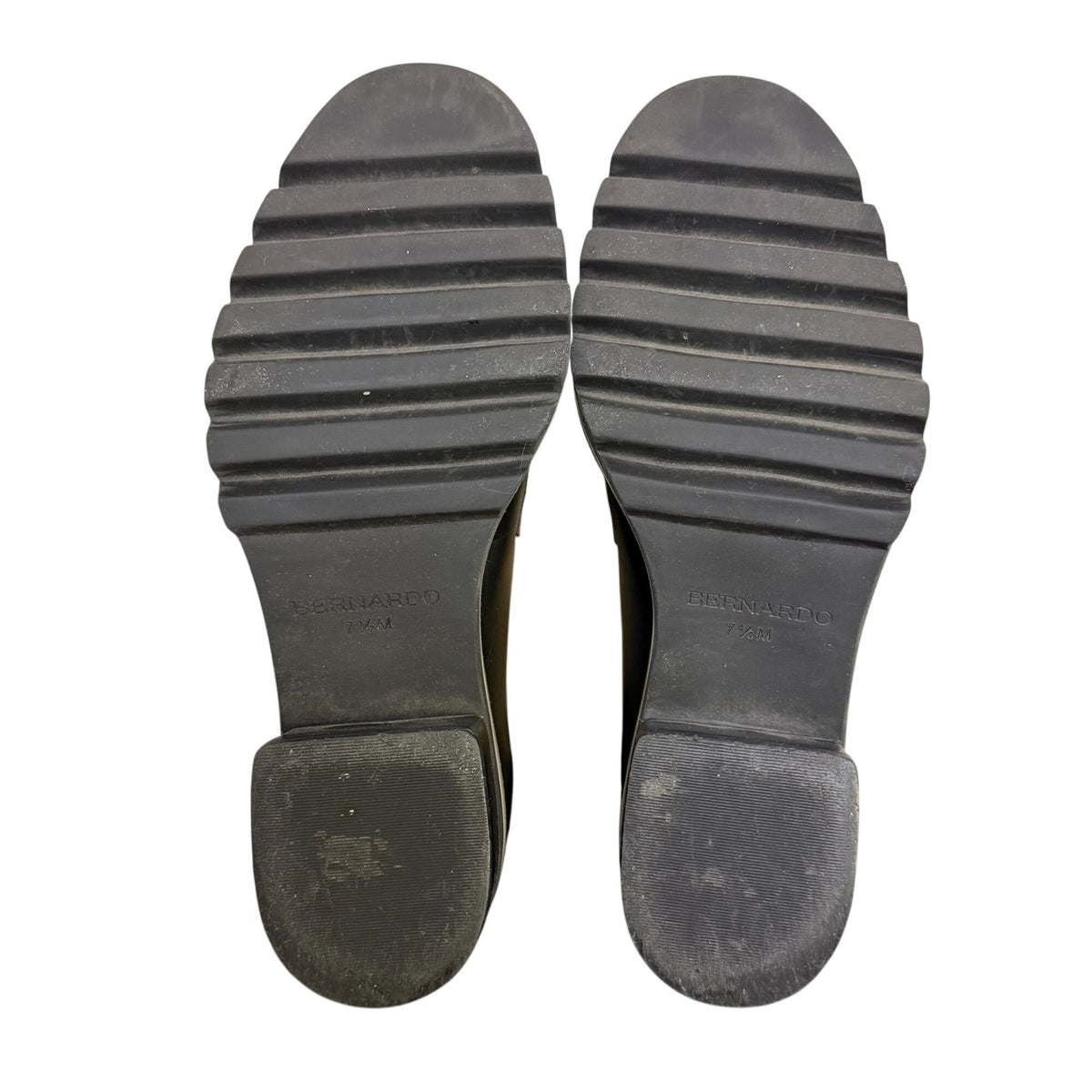 Bernardo Black Leather Lug Sole Loafers Size 7.5