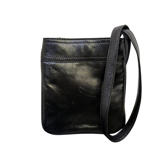 Michael Kors Black Leather Crossbody Bag With Gold Accents & Adjustable Strap