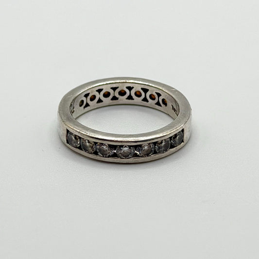 Sterling Silver 925 Eternity Ring With Dark & Light Stones