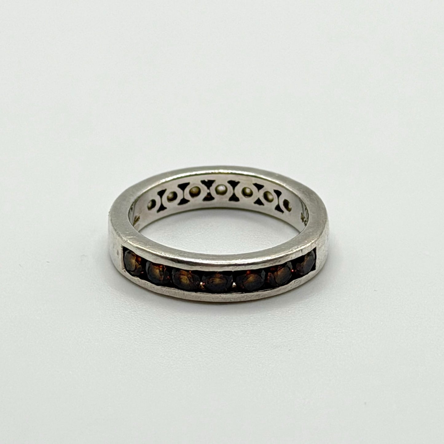 Sterling Silver 925 Eternity Ring With Dark & Light Stones