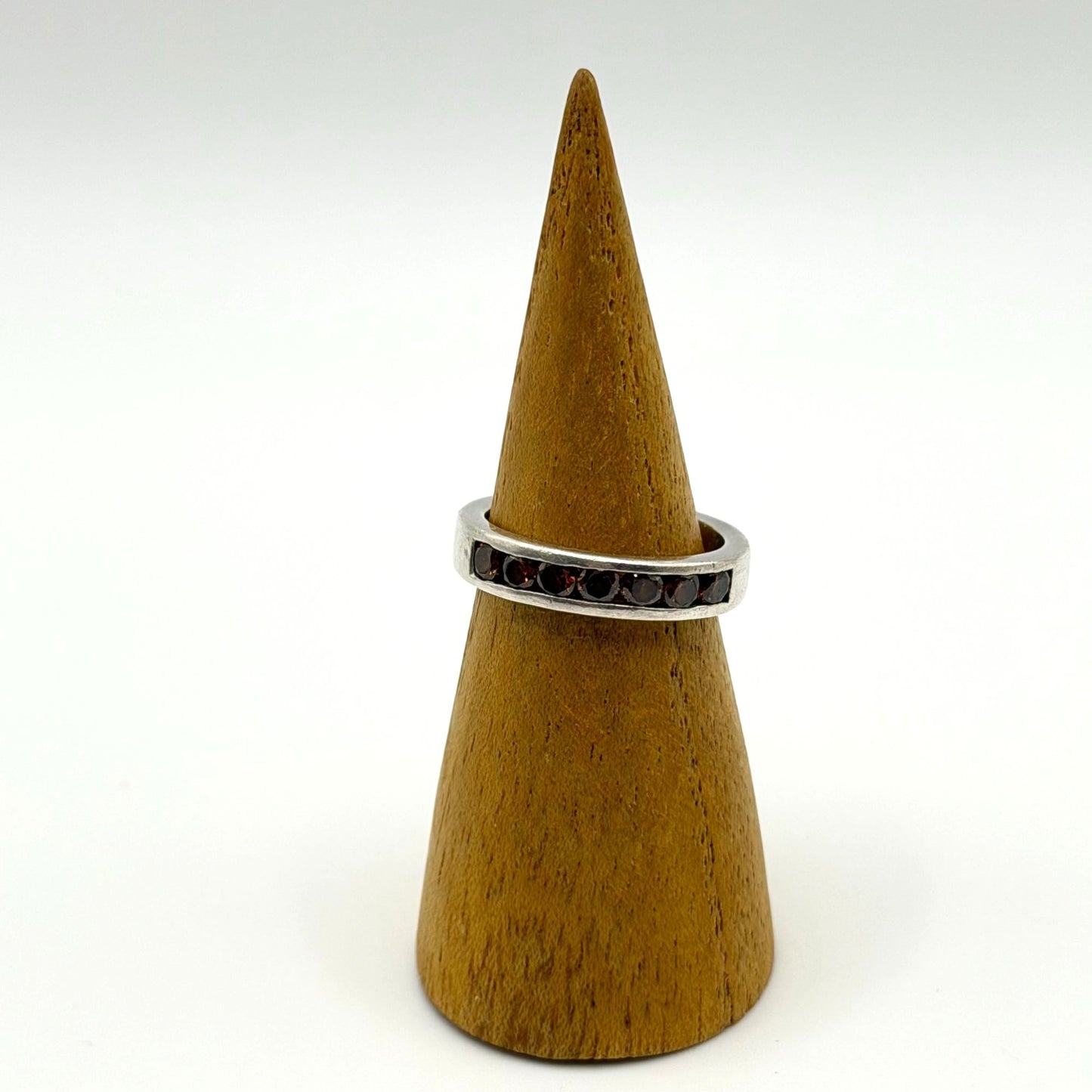 Sterling Silver 925 Eternity Ring With Dark & Light Stones