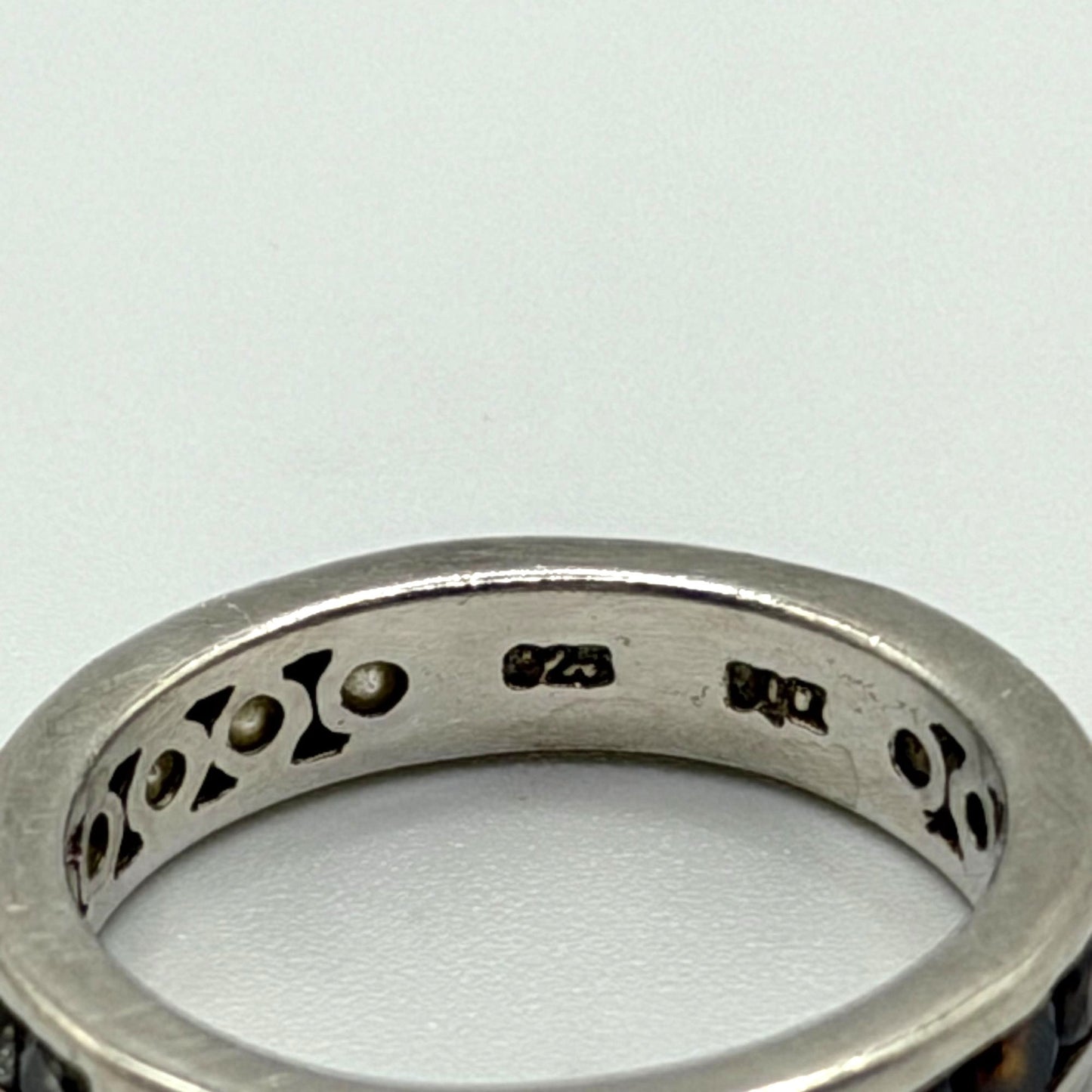 Sterling Silver 925 Eternity Ring With Dark & Light Stones