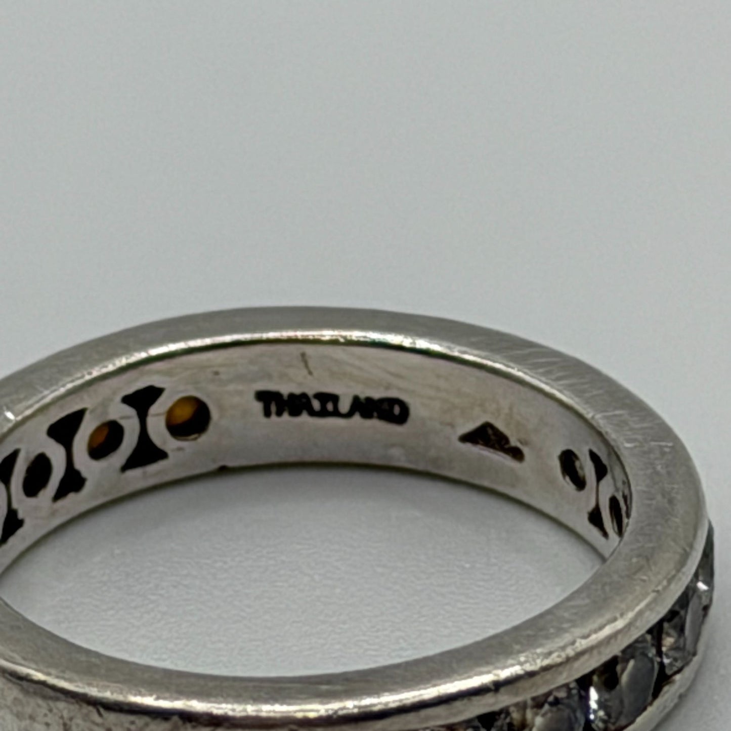 Sterling Silver 925 Eternity Ring With Dark & Light Stones
