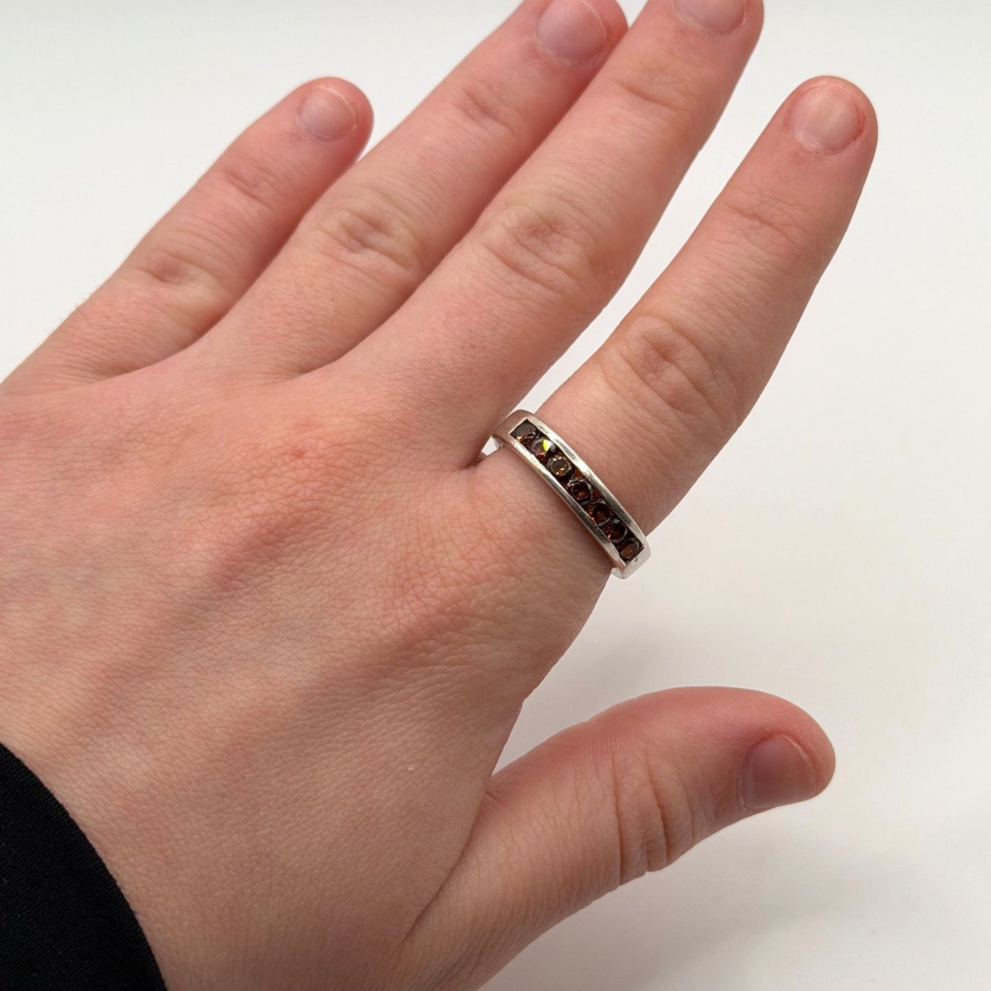 Sterling Silver 925 Eternity Ring With Dark & Light Stones