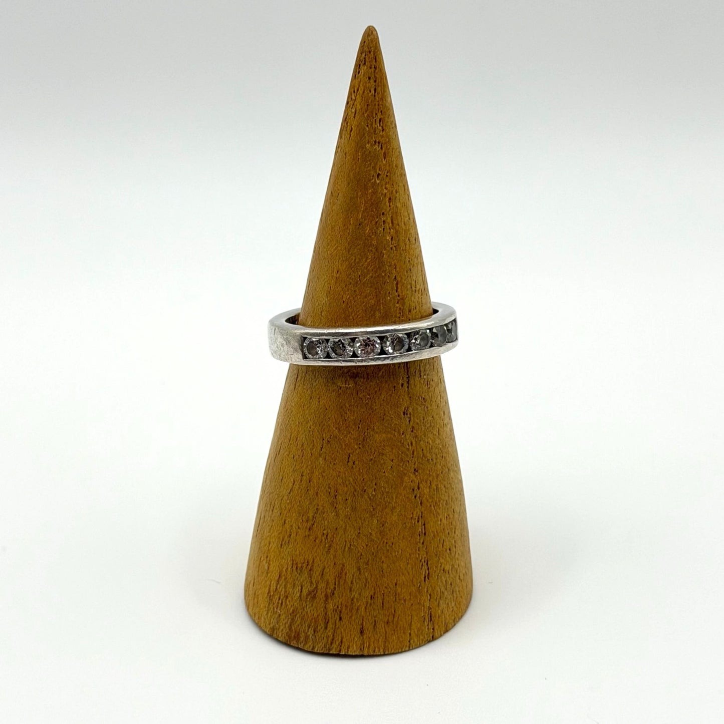 Sterling Silver 925 Eternity Ring With Dark & Light Stones