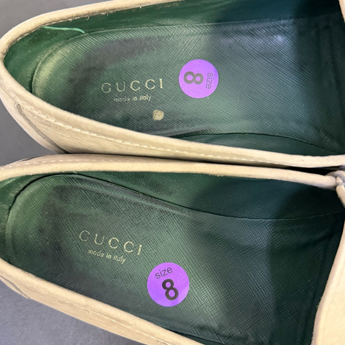 Gucci Horsebit Loafers Grey Suede Leather Gold Hardware Size 8/38.5