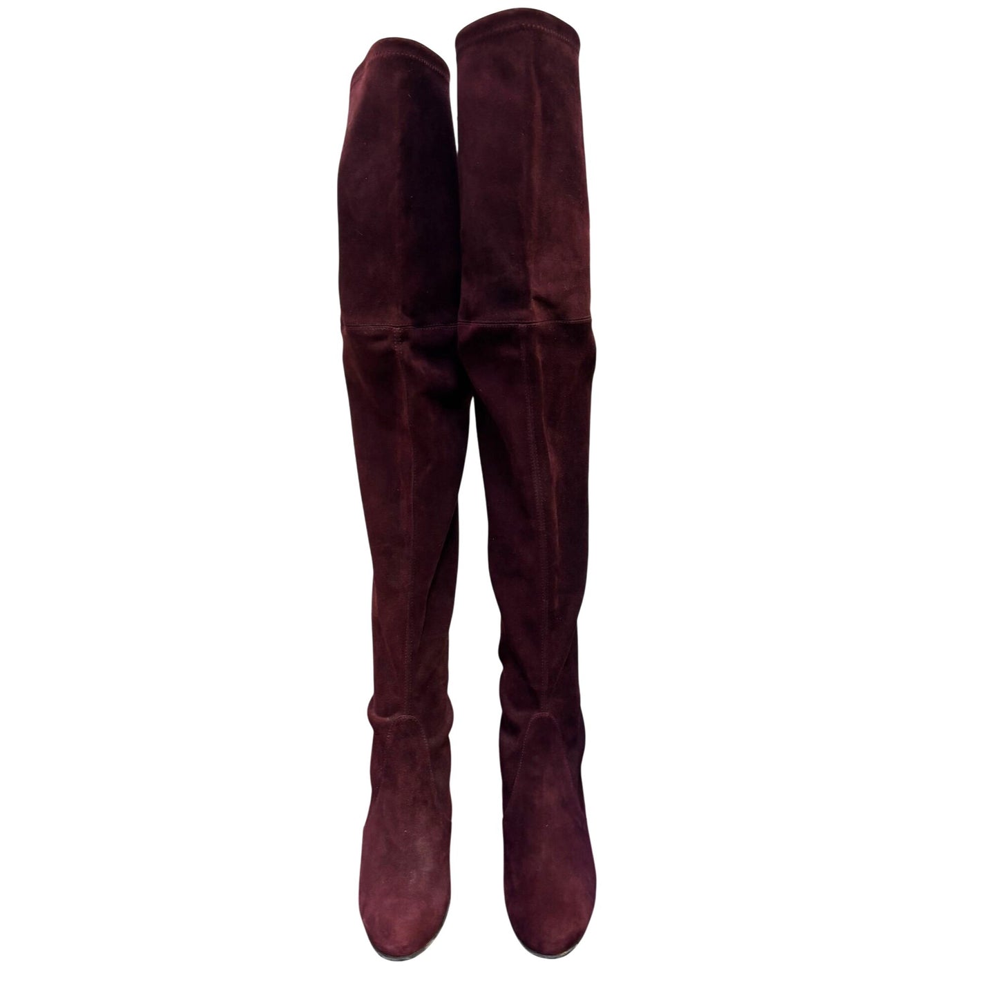 Stuart Weitzman Suede Over-The-Knee Boots In Wine With Block Heel Size 7
