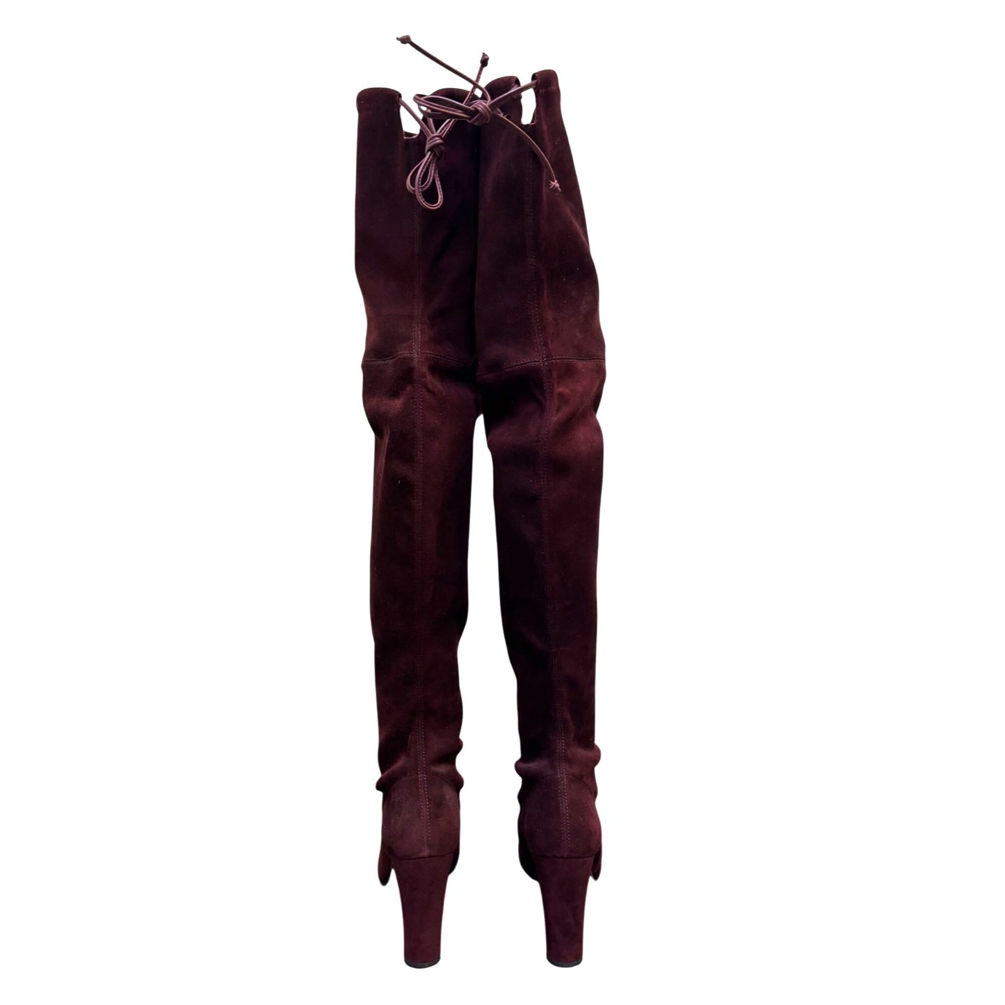 Stuart Weitzman Suede Over-The-Knee Boots In Wine With Block Heel Size 7