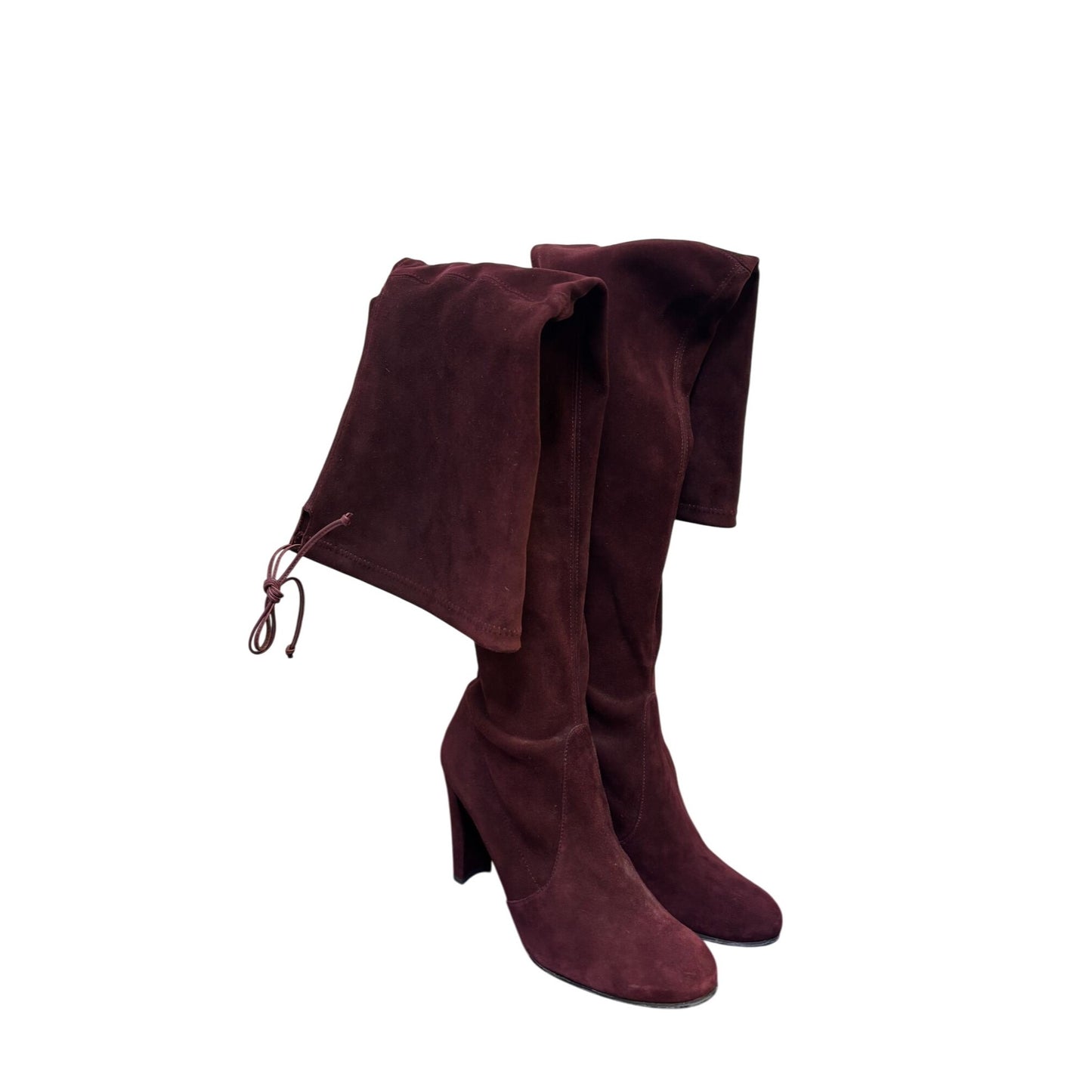 Stuart Weitzman Suede Over-The-Knee Boots In Wine With Block Heel Size 7