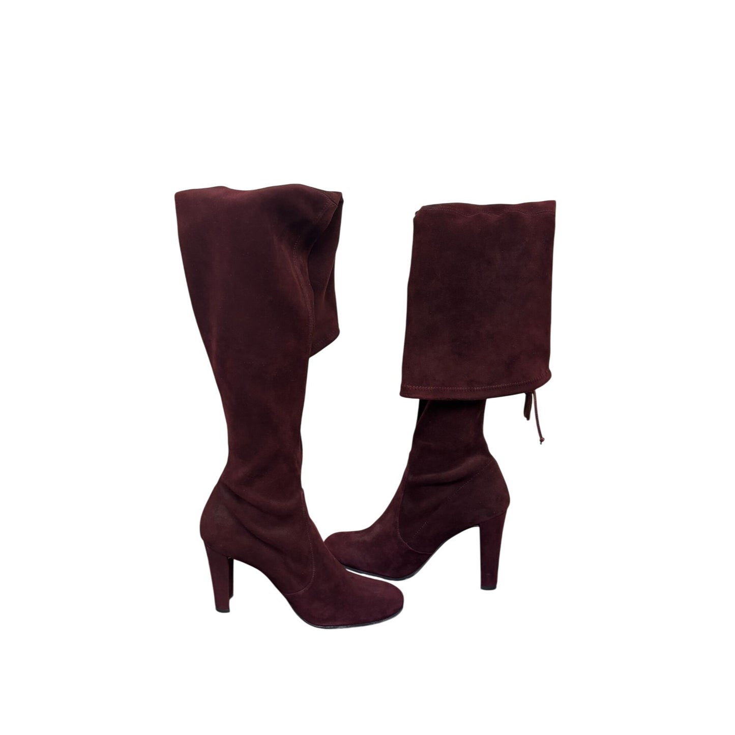 Stuart Weitzman Suede Over-The-Knee Boots In Wine With Block Heel Size 7
